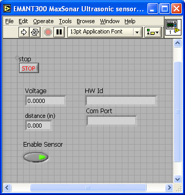 LabVIEW Front Panel Ultrasonic Sensor